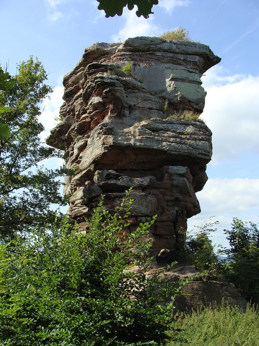pfälzerwald, anebos, castillo, ruina, restos, roca, pared, torre, antiguo, acantilado