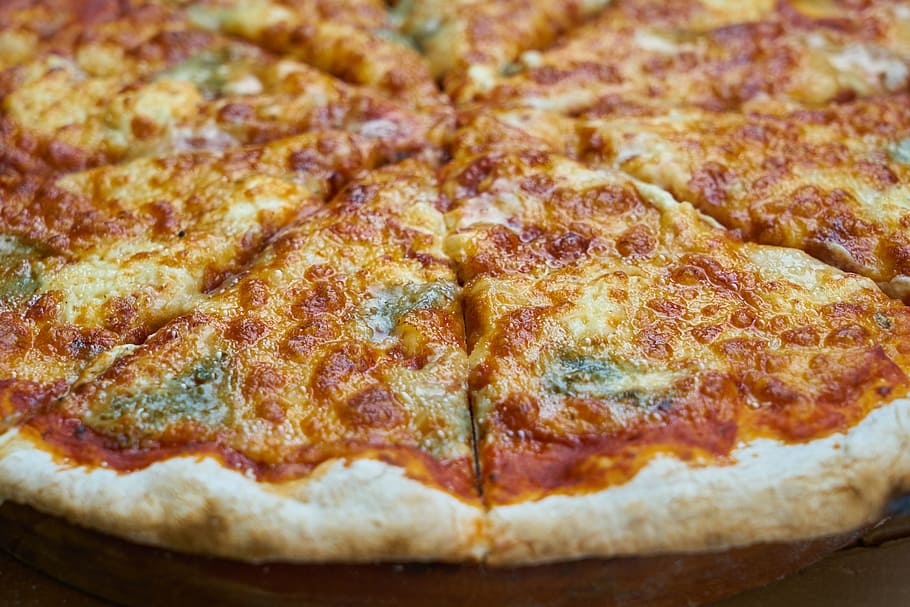 pizza, coberturas de queso, comida, masa, macro, queso, cocina, hermosa, tomate, queso cheddar
