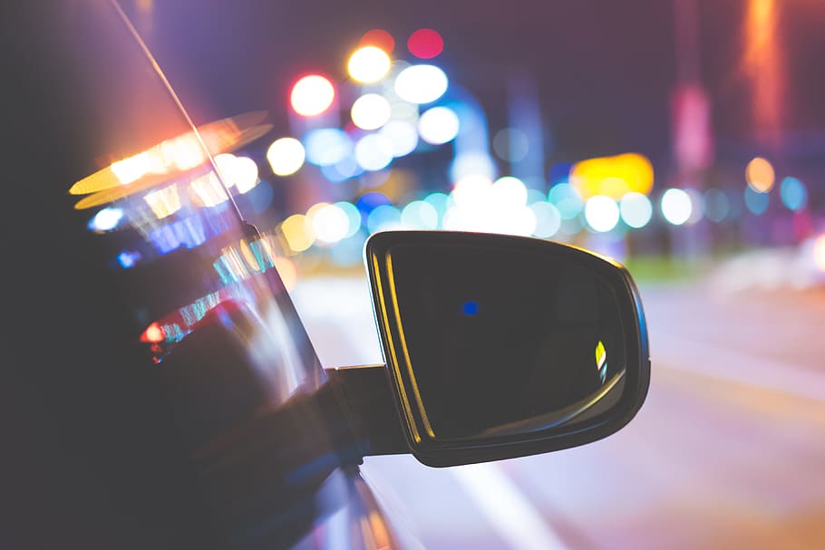 kaca spion samping mobil, lampu bokeh kota, Mobil, Kaca spion, Kota, Bokeh, Lampu, abstrak, warna-warni, pengemudi
