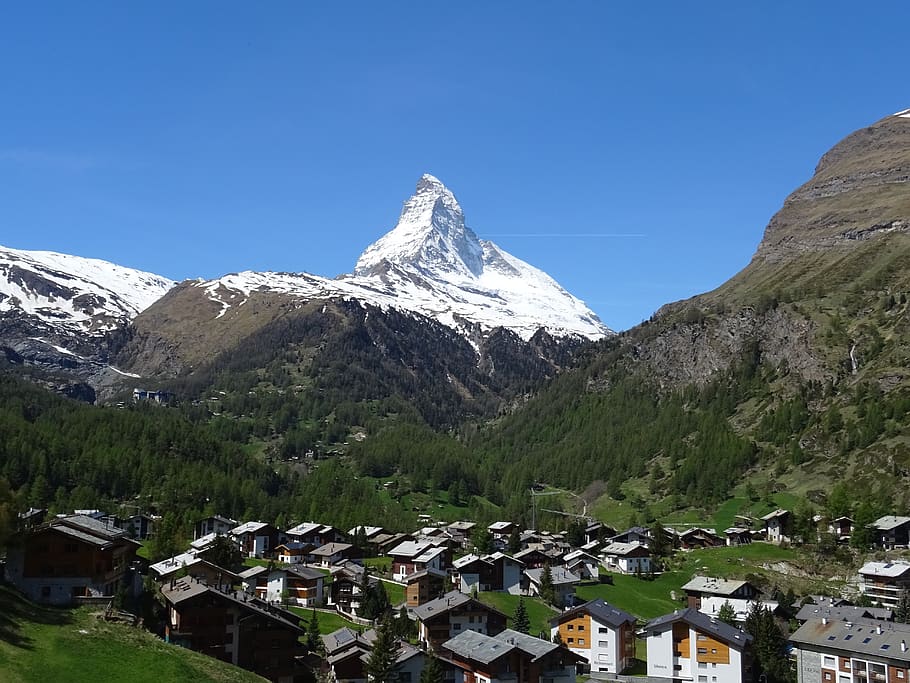 matterhorn, zermatt, switzerland, mountain, alpine, summit, landscape, sky, panorama, mountains