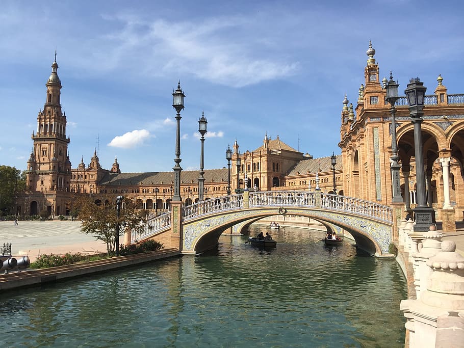 plaza, de, españa, Sevilla, Plaza de España, lugares de interés, espacio, históricamente, andalucía, arquitectura