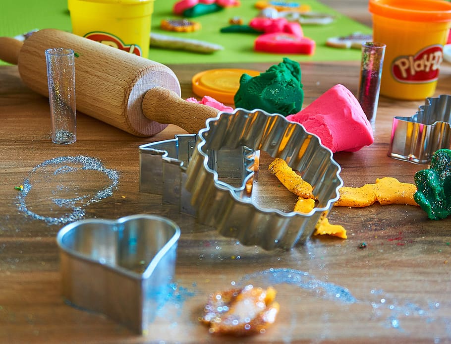 stainless, steel molding trays, play-doh, play dough, creative, creativity, fantasy, bake, tinker, children