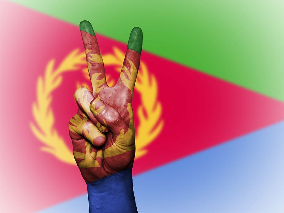 eritrea, peace, hand, nation, background, banner, colors, country, ensign, flag