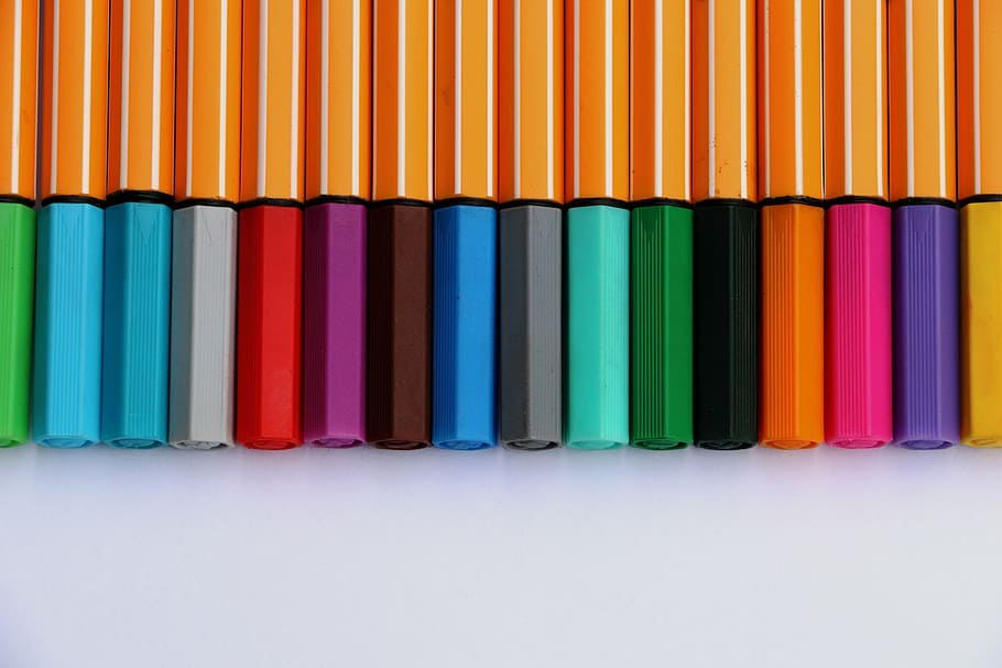 colored pencils, colorful, paint, color, art, painter, painting, leave, felt tip pens, pens