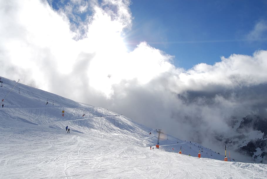 ski piste, ski slope, ski run, piste, slope, switzerland, mountains, snow, alps, skiing