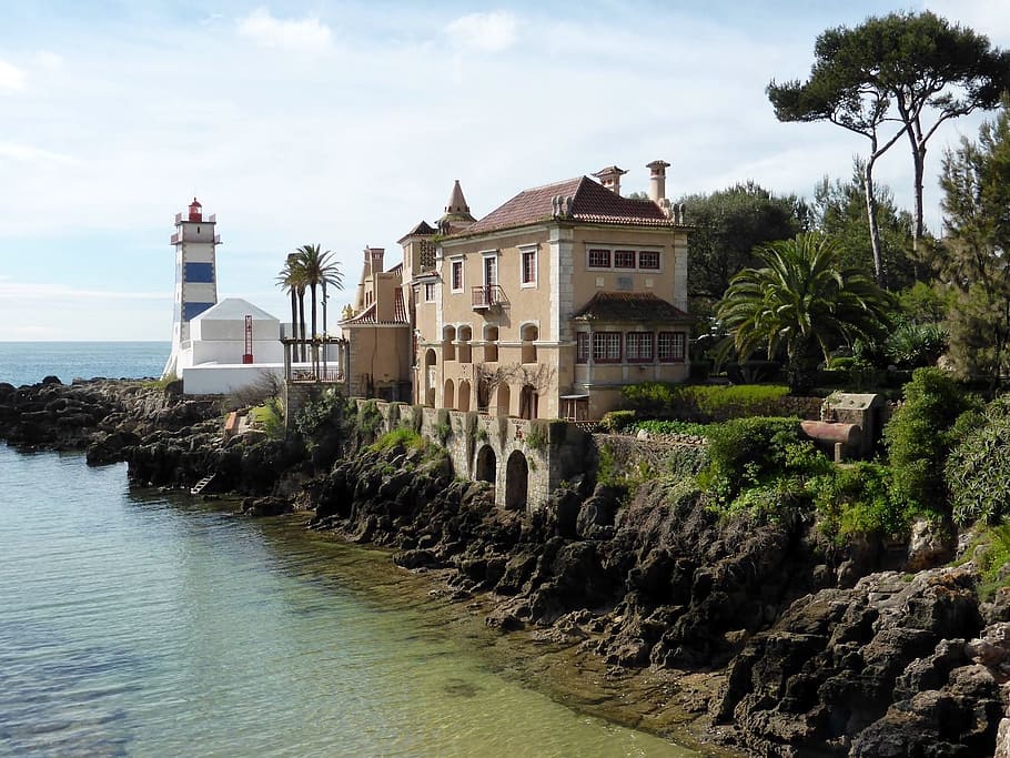 Cascais, Portugal, Coast, Lighthouse, sea, architecture And Buildings, travel Locations, water, architecture, coastline
