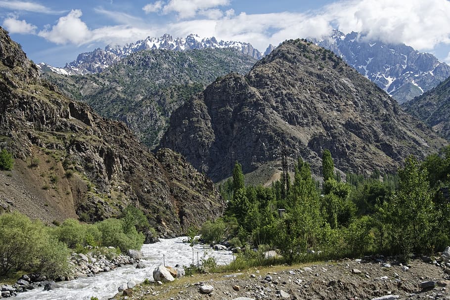 tajikistan, warsob river, hissargebirge, warsob, river, water, hissar, mountains, landscape, nature