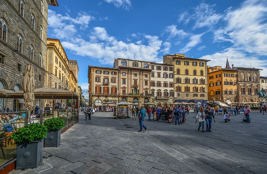 florence, italy, piazza, cafe, italian, renaissance, architecture, city, europe, tuscany