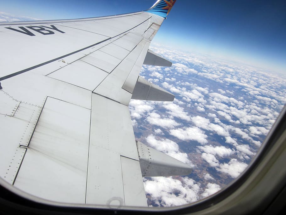 nuvem, avião, céu, viagem, azul, janela, ar Veículo, voando, comercial Avião, transporte