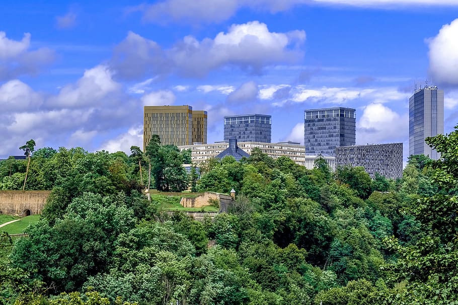 Luxemburgo, ciudad, pueblo, paisaje, torre, parque, Kirchberg, Europa, arquitectura, estructura construida