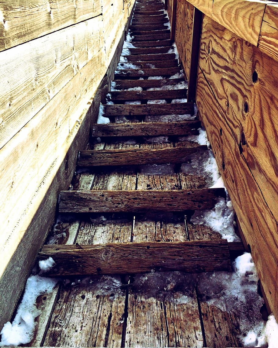 階段, 木製, 古い, スキージャンプ, 素朴な, 木, 緑青, 建築, 木材-材料, 階段と階段