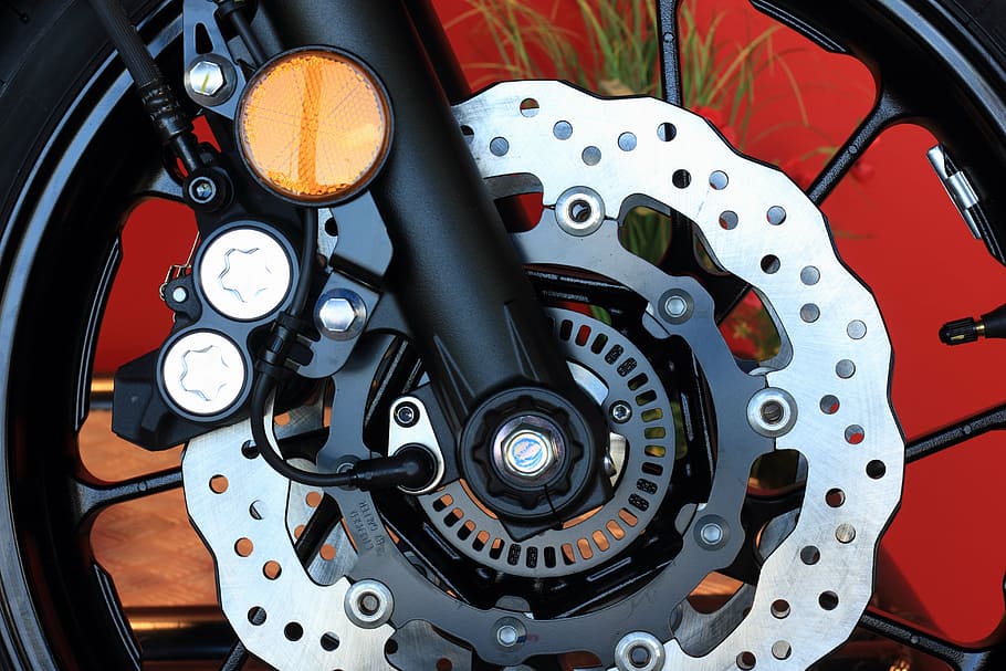 motorcycle, yamaha, front, suspension, brake, disk, wheel, tire, rim, hub