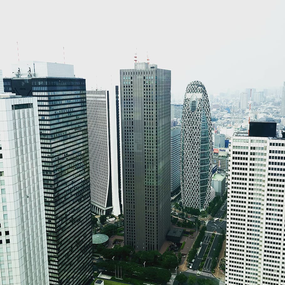 aerial, photography, gray, high-rise, building, architecture, infrastructure, sky, skyscraper, tower