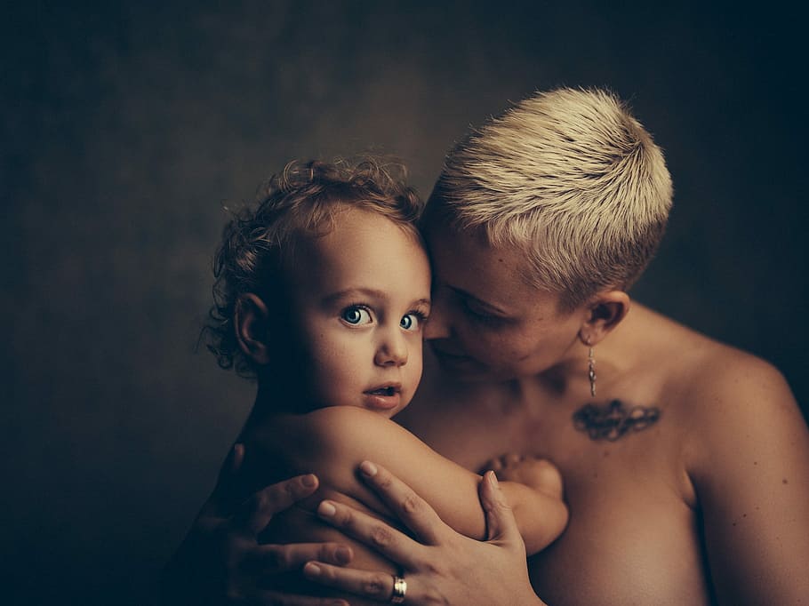 person hugging baby, love, people, two, woman, portrait, children, son, embrace, cute