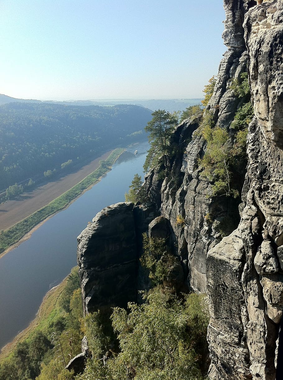 bastei, elbe, rock, saxon switzerland, elbe sandstone mountains, river, germany, climb, scenics - nature, beauty in nature