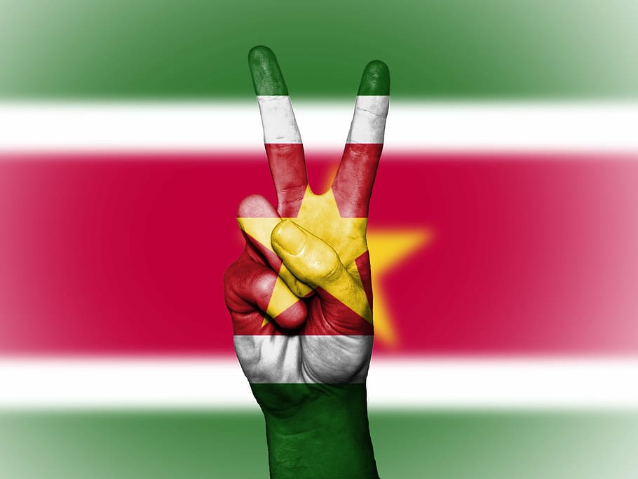 suriname, peace, hand, nation, background, banner, colors, country, ensign, flag