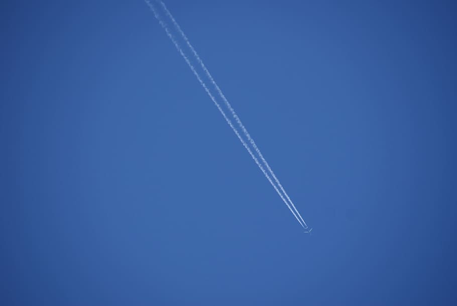 Contrail, Condense, Sky, Blue Sky, sky, blue sky, summer, aircraft, fly, clouds, nice weather