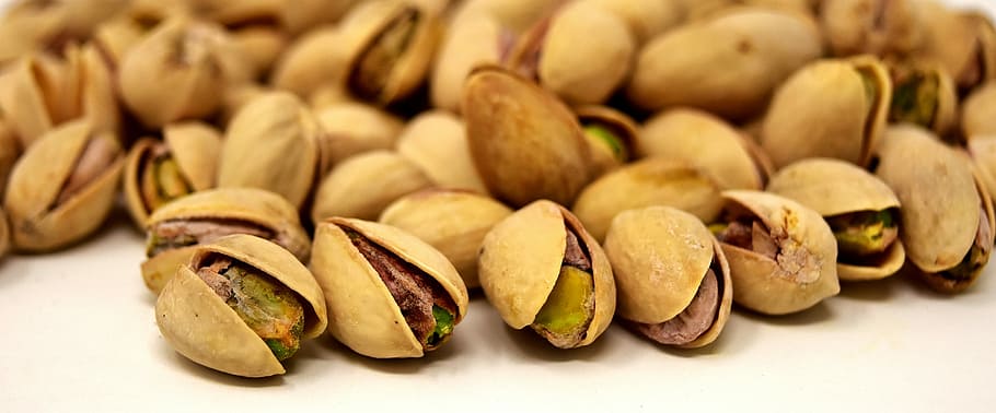 pistachio, nuts, white, surface, pistachios, eat, delicious, snack, cores, food