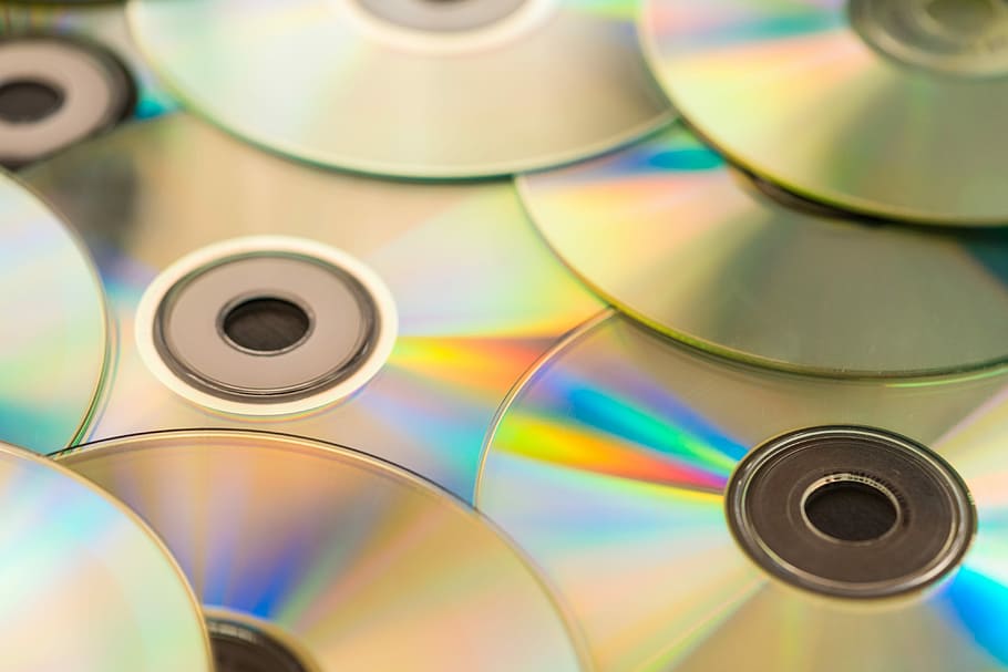 discos compactos, pila, CD, DVD, colorido, copia, dj, djing, verde, medios