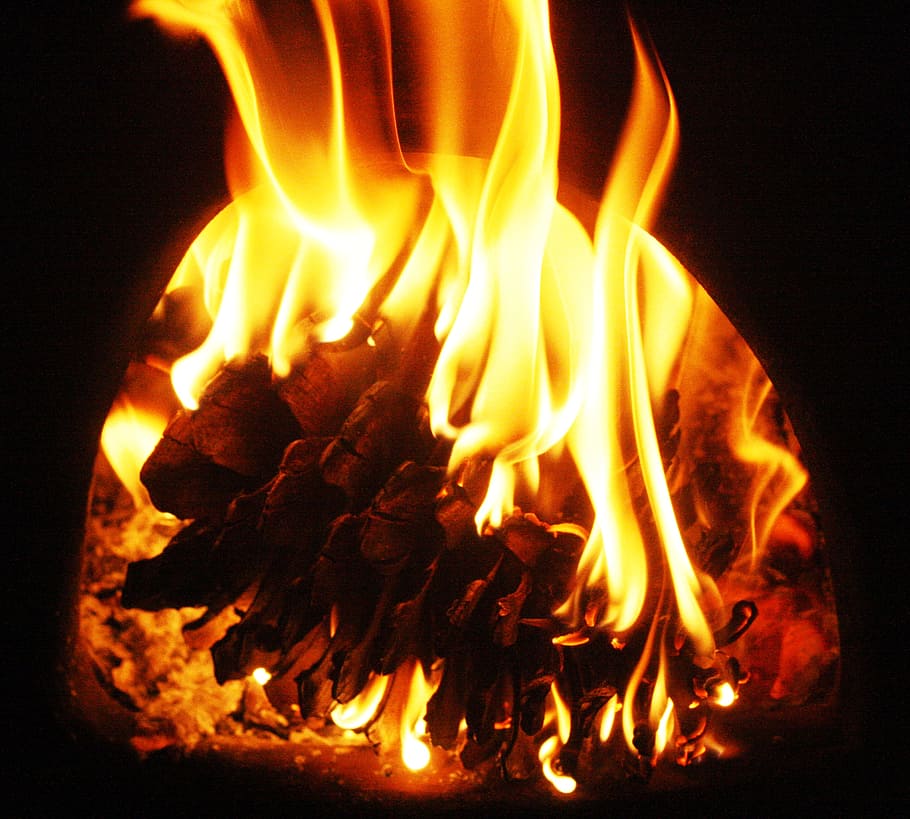 quemadura, brasas, fuego, caliente, otoño, frío, ardiente, chimenea, grifo, kienapfel