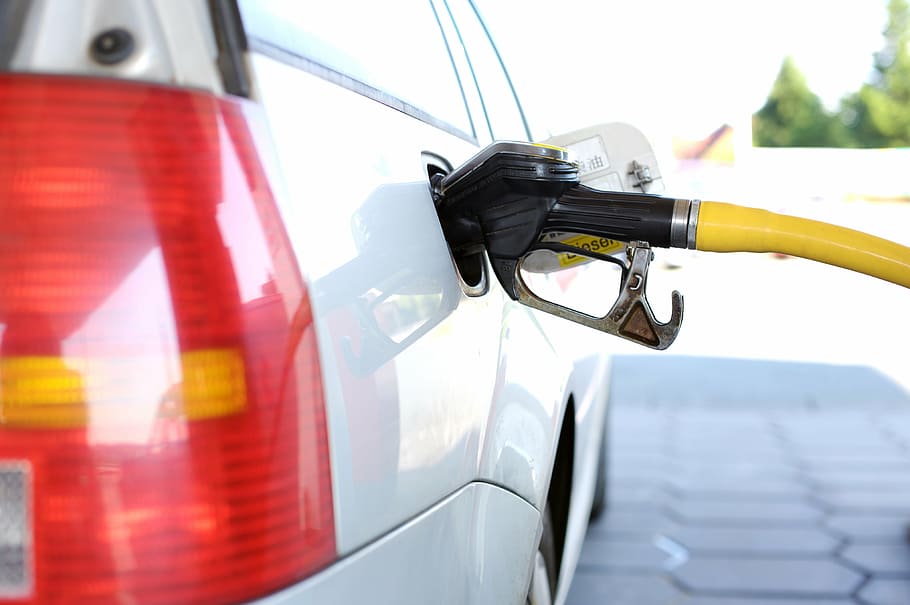 white, vehicle, filling, gas tank, using, gasoline, pump, refuel, petrol stations, gas pump
