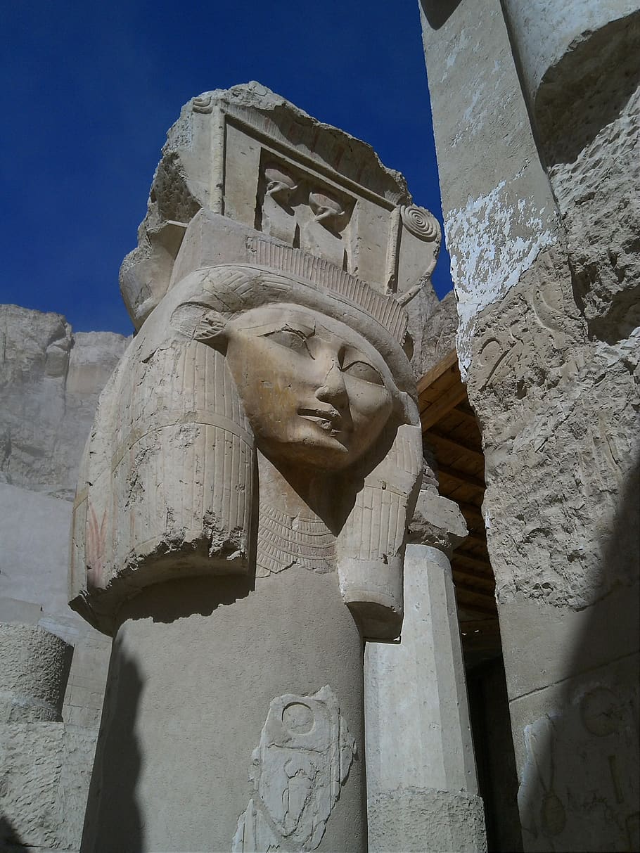 hartor, egypt, temple, statue, hatshepsut, pillar, holy, human representation, art and craft, representation