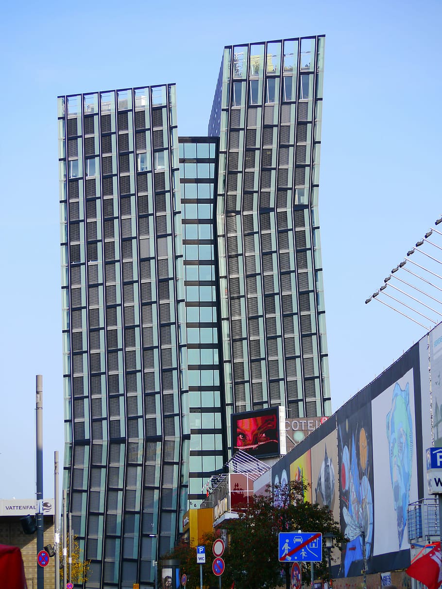 Torres de dança, arranha-céu, Hamburgo, arquitetura, prédio de escritórios, moderna, excepcional, construção, exterior do edifício, dia