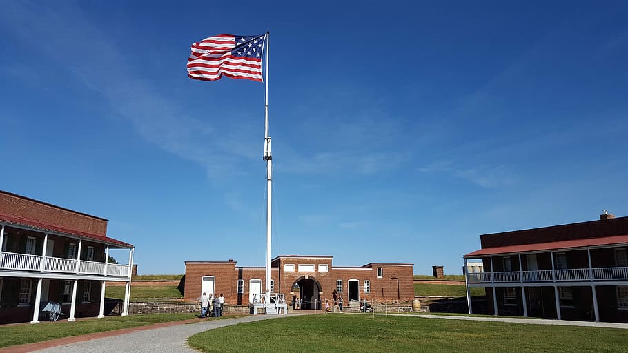 Fort, Mchenry, 1812, Guerra, Baltimore, maryland, bandeira, céu, história, eua