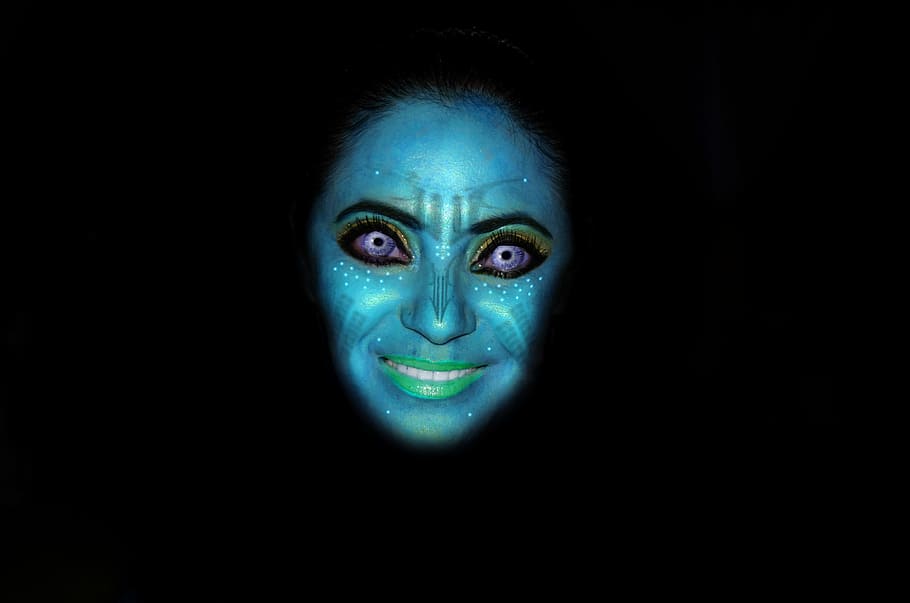woman's face, Avatar, Mask, Face, Women, Look, blue, blue face, photoshop, pupils