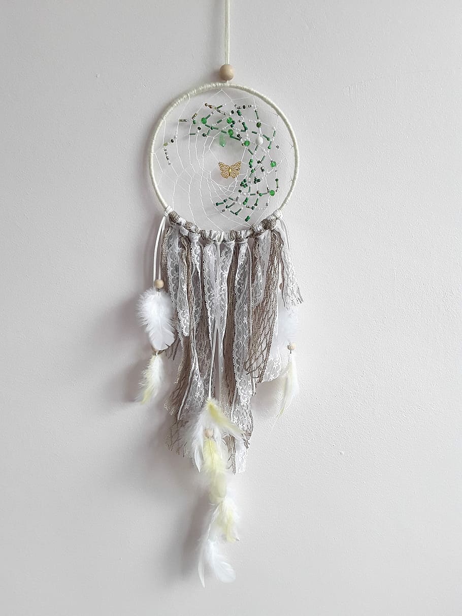 hanged, white, dream catcher, dreams catcher, indian culture, mystery, beaded, ethnic, american, decoration