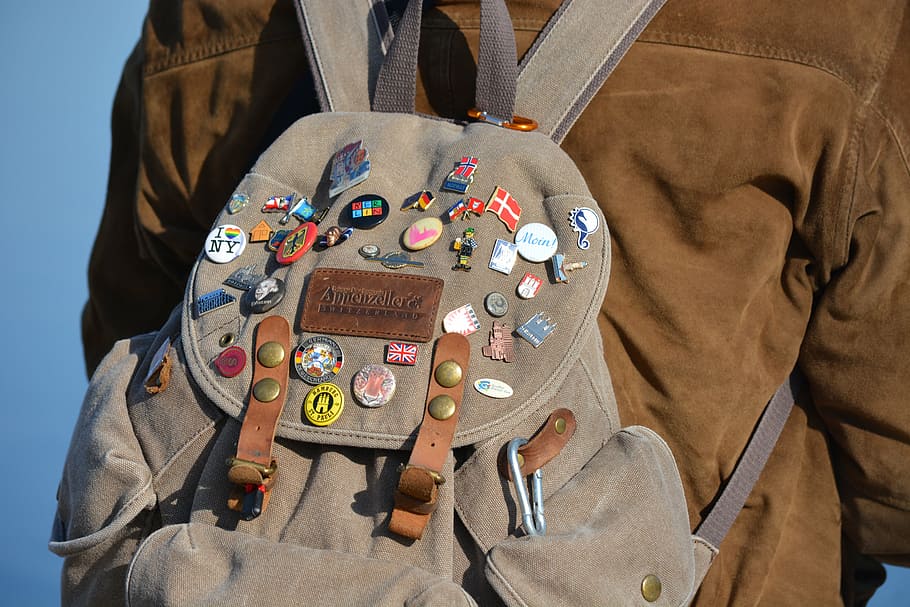 person, brown, jacket, leather backpack, human, personal, man, tourist, backpack, globetrotter