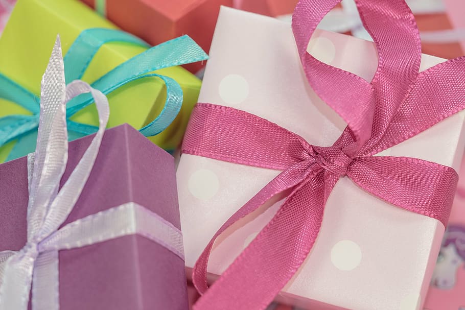 caixas de presente de cores sortidas, presente, feito, pacote, laço, laço de pacote, natal, decoração de natal, dar, advento