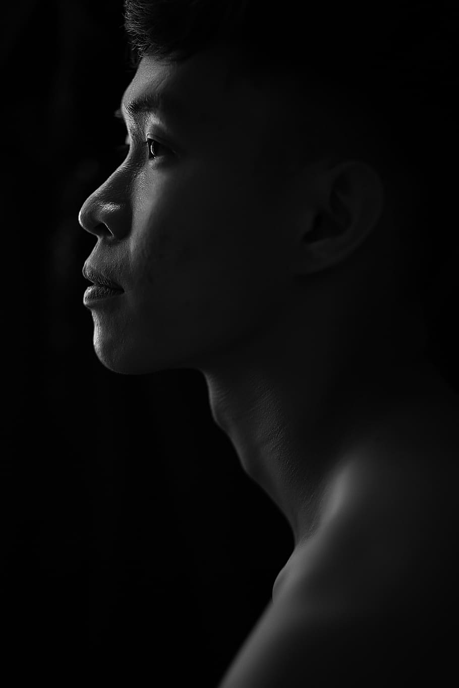 portrait, man, person, boy, masculine, face, shadow, one person, headshot, looking away