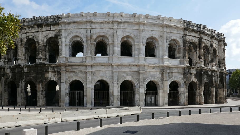 anfiteatro, nimes, francia, romano, antiguo, arena, languedoc-rosellón, coliseo, arquitectura, estadio