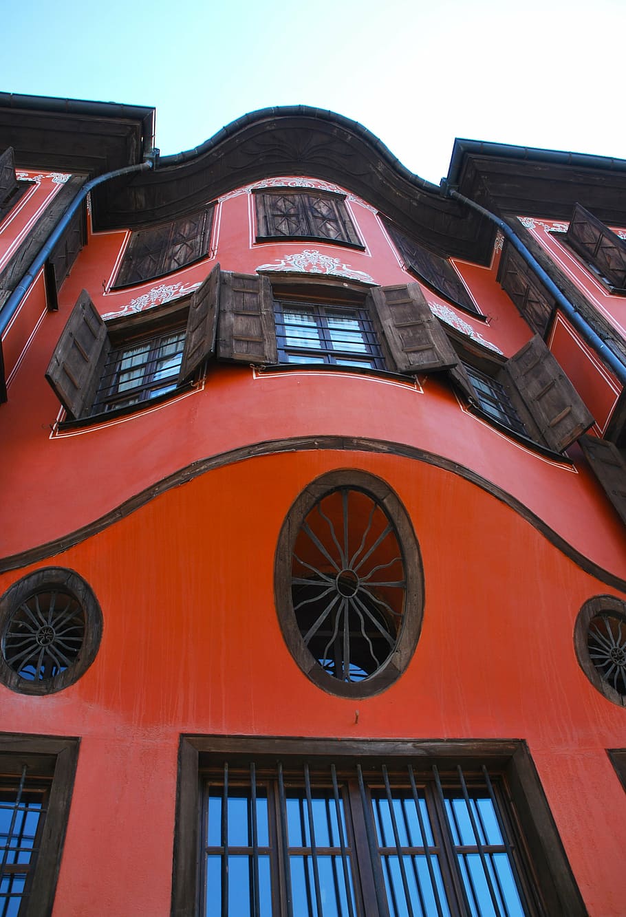プロヴディフ, 古い, 建物, 家, 美術館, 赤, オレンジ, 空, 農村, 木材