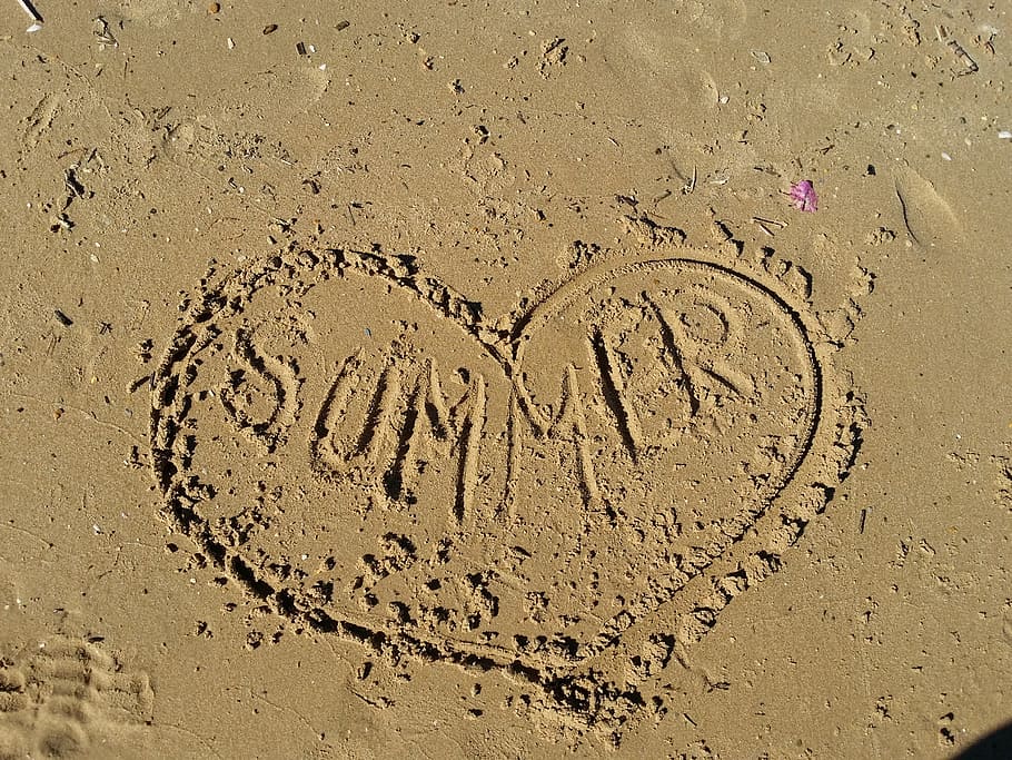 sand, summer, holiday, beach, text, handwriting, single Word, love, communication, land