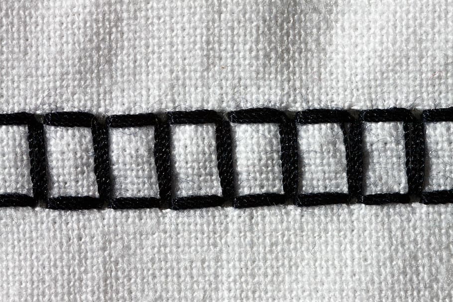 sewing machine, embroidery, black, white, sew, hand labor, tinker, fabric, pattern, four corner
