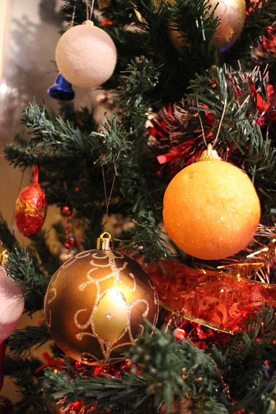ano novo, bolas, decoração, novo, natal, ano, celebração, feliz, feriado, inverno