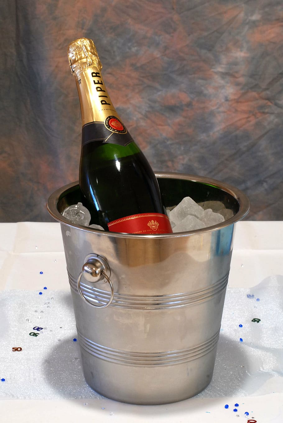 botella de champán, cubo de hielo, champán, botella, hielo, celebrar, aniversario, celebración, bebida, alcohol