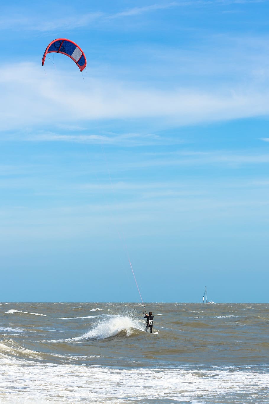 kite surfista, viento, mar, cielo, surfista, surf, deporte, cometa, océano, agua