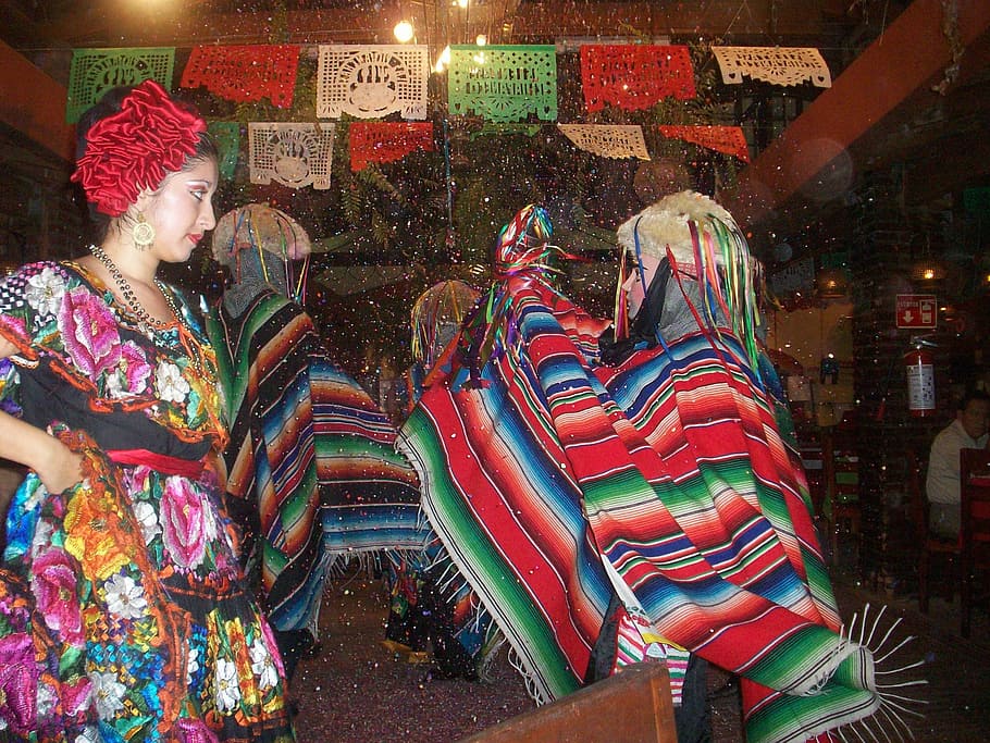 orang-orang, chiapas, meksiko, menari, tarian rakyat, tari persegi, warna, budaya, wanita, multi-warna