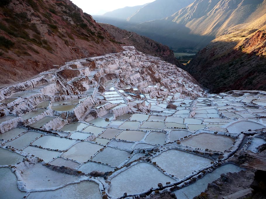 saline, salt, white, landscape, mountain, inca, cusco City, nature, peru, andes