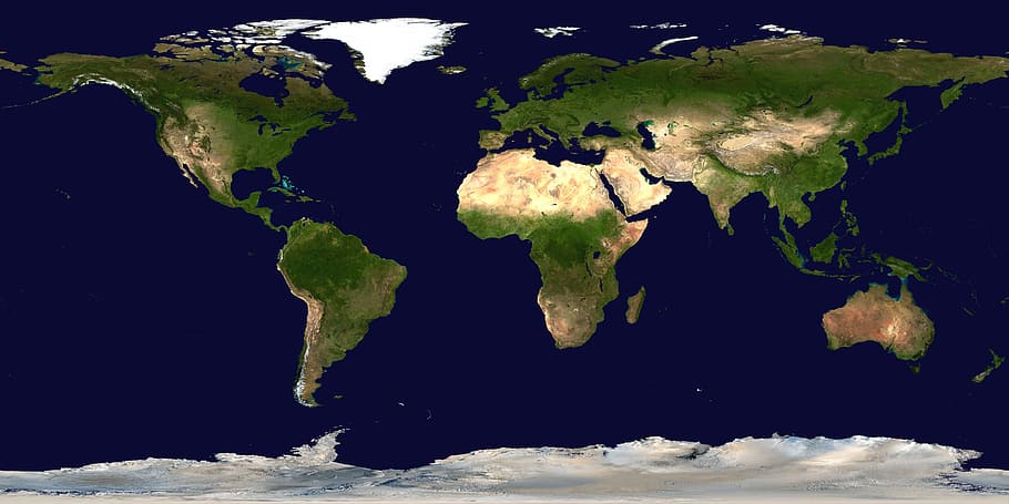 иллюстрация карты мира, земля, наса, карта, день, океан, лед, вид со спутника, космос, планета земля