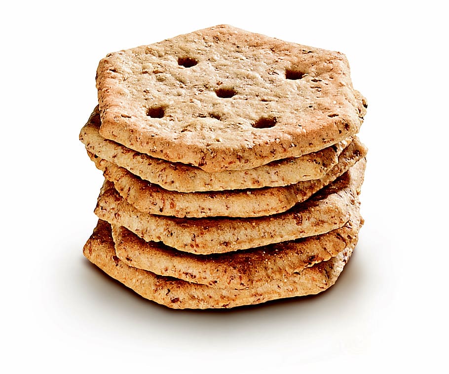 cracker, cookie, snack, stack, food, food and drink, white background, studio shot, freshness, healthy eating