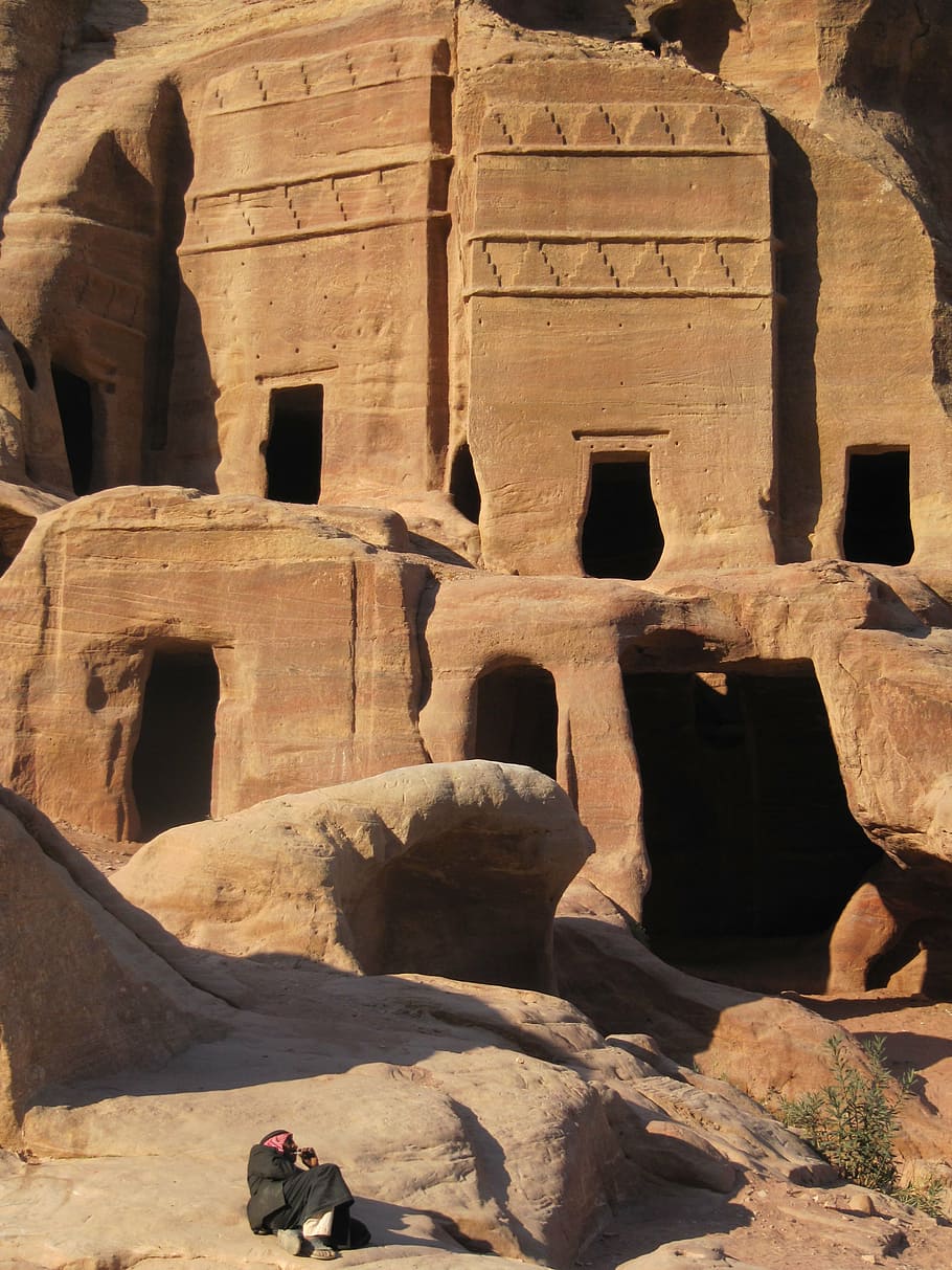petra, jordan, desert, history, architecture, the past, ancient, built structure, old ruin, travel destinations