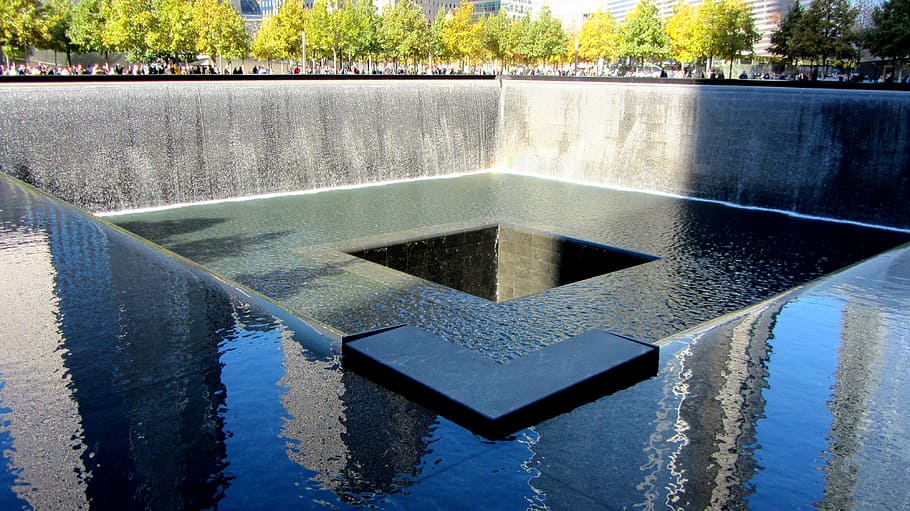 square fountain, world trade center memorial, september 11 2001, 9 11, memorial, terrorist attack, ground zero, nyc, manhattan, south pool