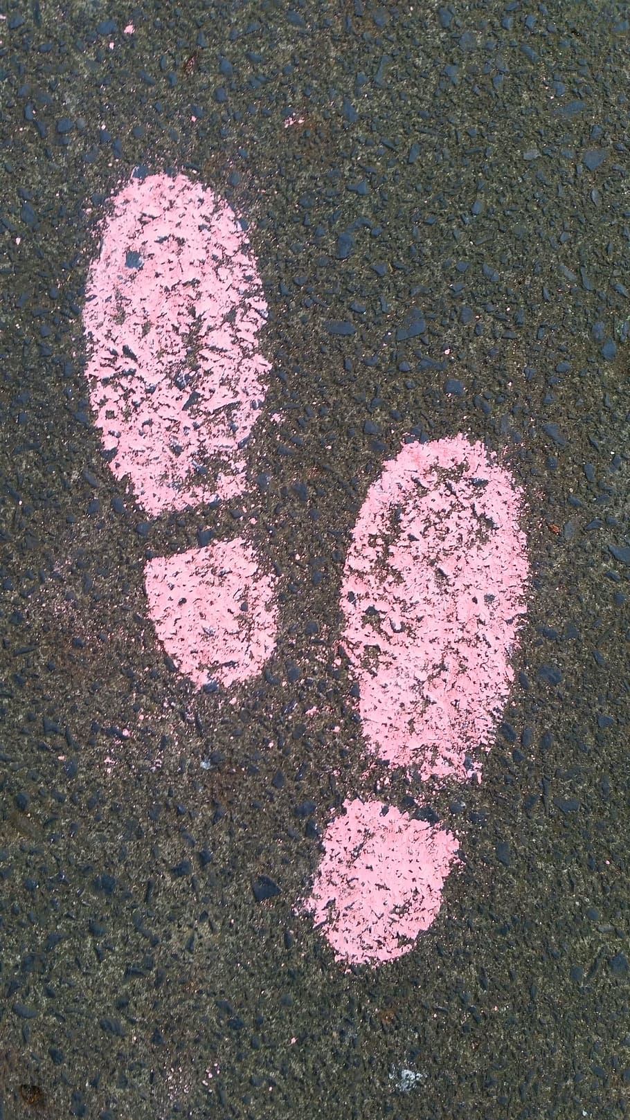 pink shoe prints, Away, Shoes, Steps, Pink, Asphalt, Road, walk, go, pavement