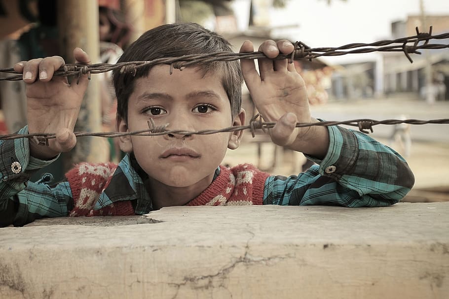 boy, holding, brown, barbwire, indian, child, people, kid, children, cute