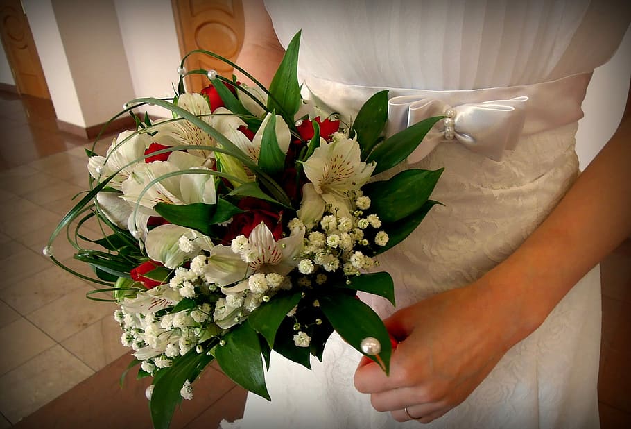 Bridal, Bouquet, Wedding, Bride, Marriage, bridal bouquet, wedding, bride, just married, happiness, dress