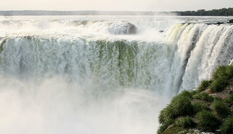 Cascada, durante el día, foto de primer plano, paisajes, Cataratas del Iguazú, Argentina, Sudamérica, agua, belleza en la naturaleza, movimiento